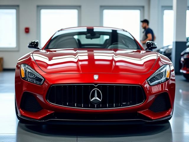 반짝이는 깨끗한 차량 외부 세차 후