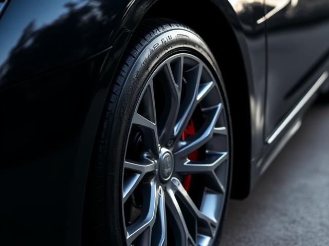 광택이 나는 차량 타이어